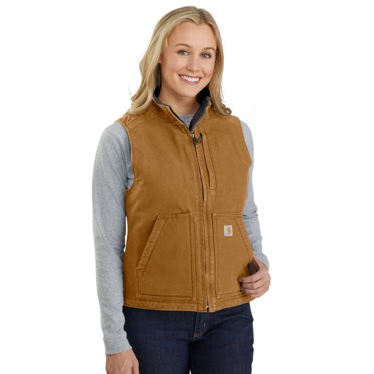 Carhartt Women's Loose Fit Washed Duck Sherpa Lined Mock Neck Vest – 104224
