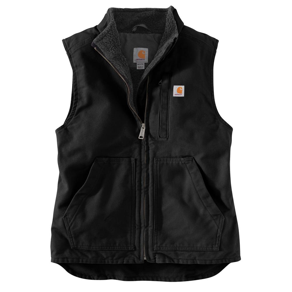 Carhartt Women's Loose Fit Washed Duck Sherpa Lined Mock Neck Vest – 104224 – Black