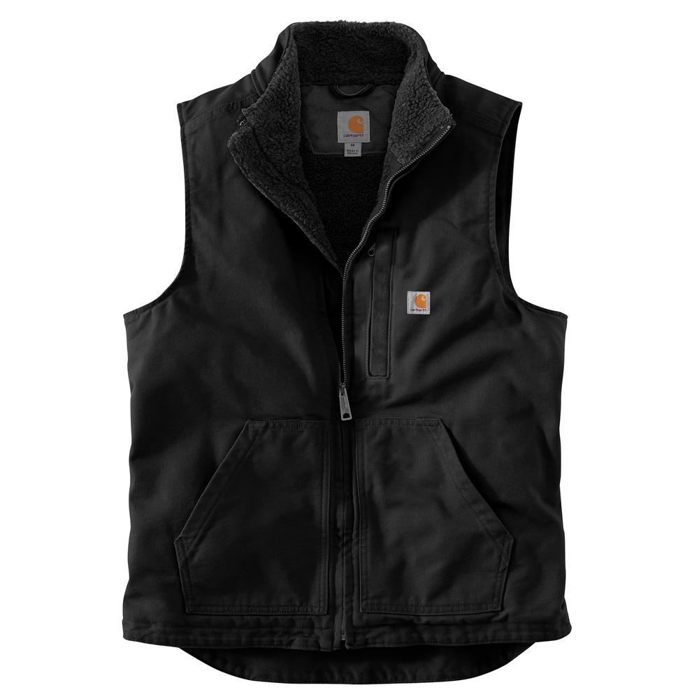 Carhartt Washed Duck Sherpa Lined Mock Neck Vest – 104277 – Black