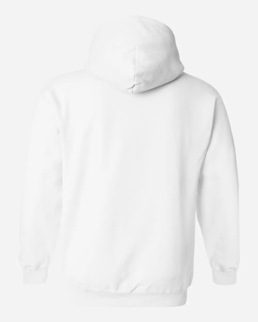 Plain white pullover hoodie, back view
