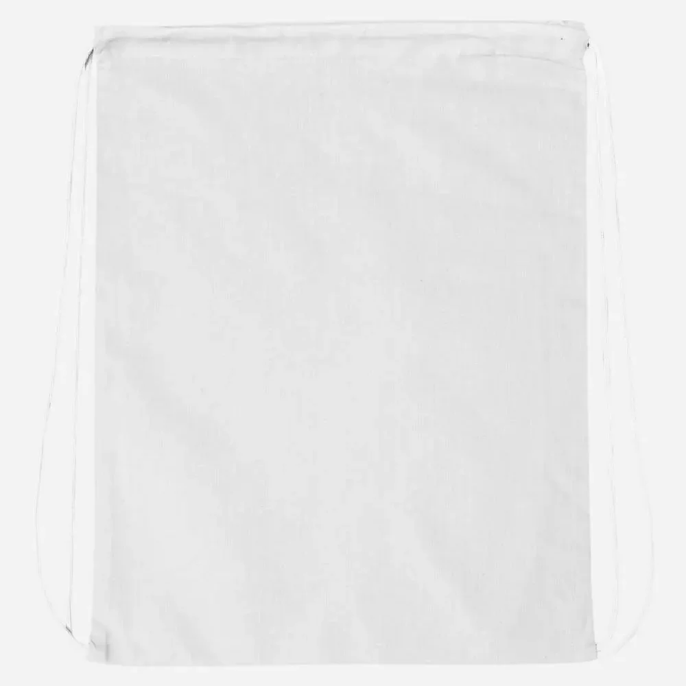 White drawstring backpack with white cords