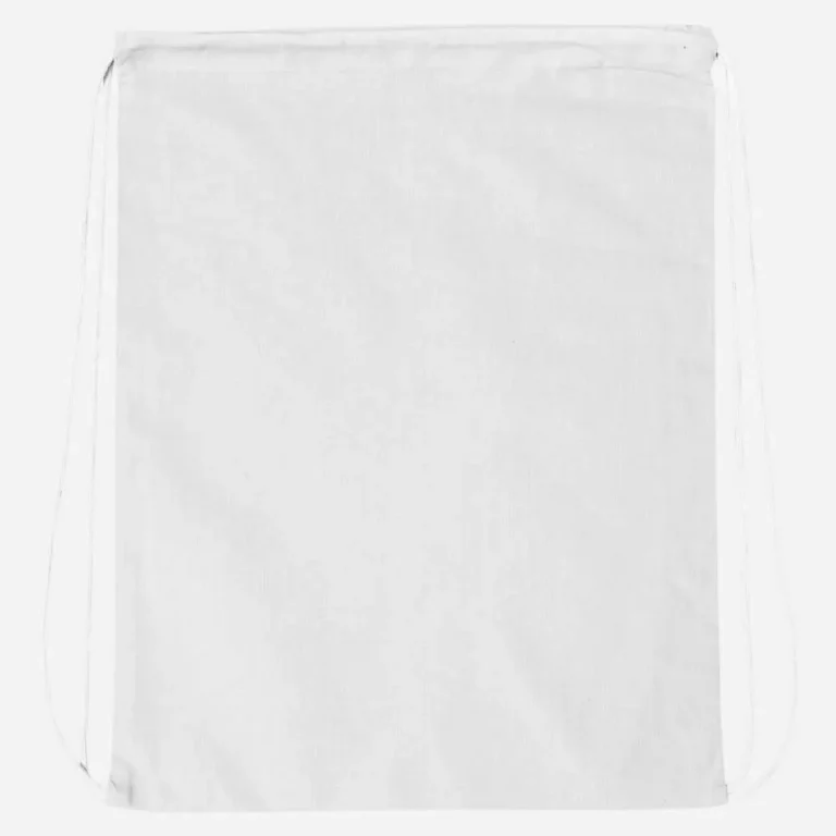 White drawstring backpack with white cords