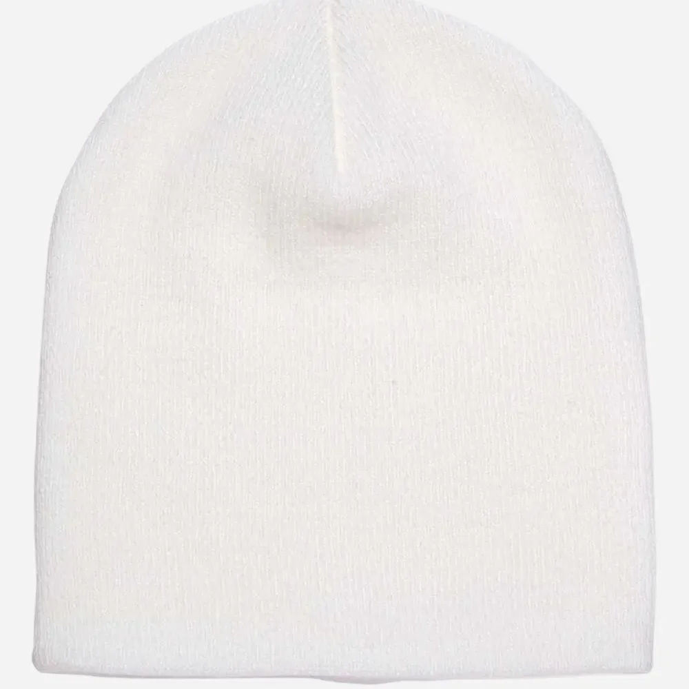 White knitted beanie hat