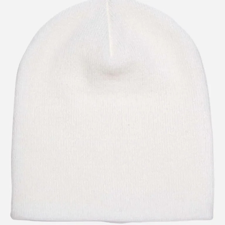 White knitted beanie hat