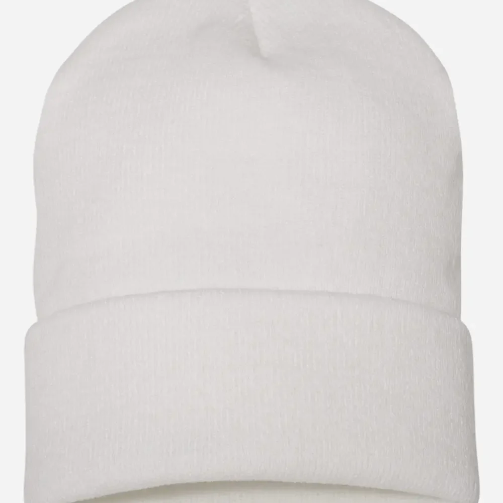 White fleece toque with rolled cuff