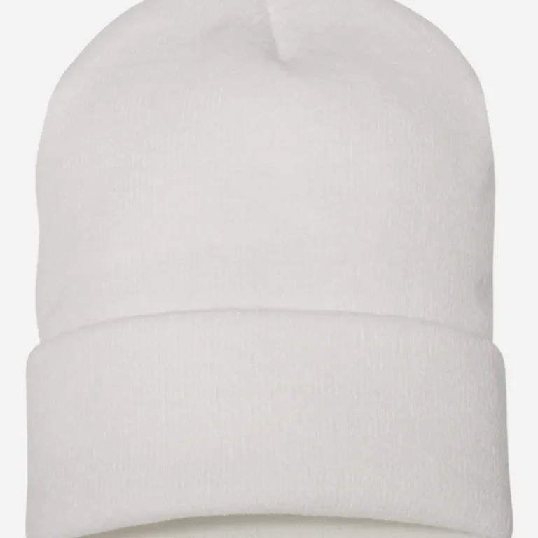 White fleece toque with rolled cuff