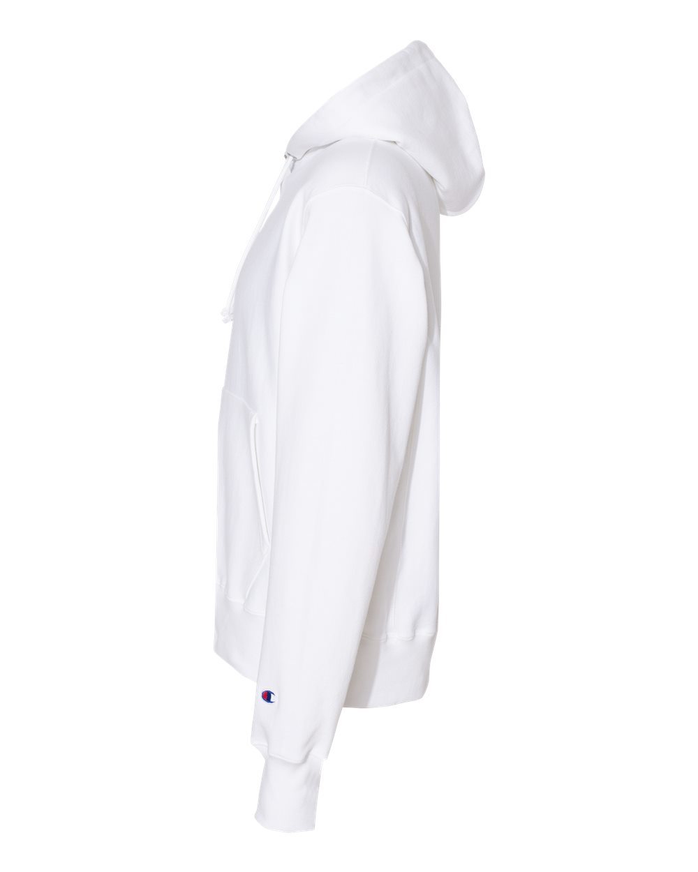 Champion white reverse weave hoodie with c logo on sleeve