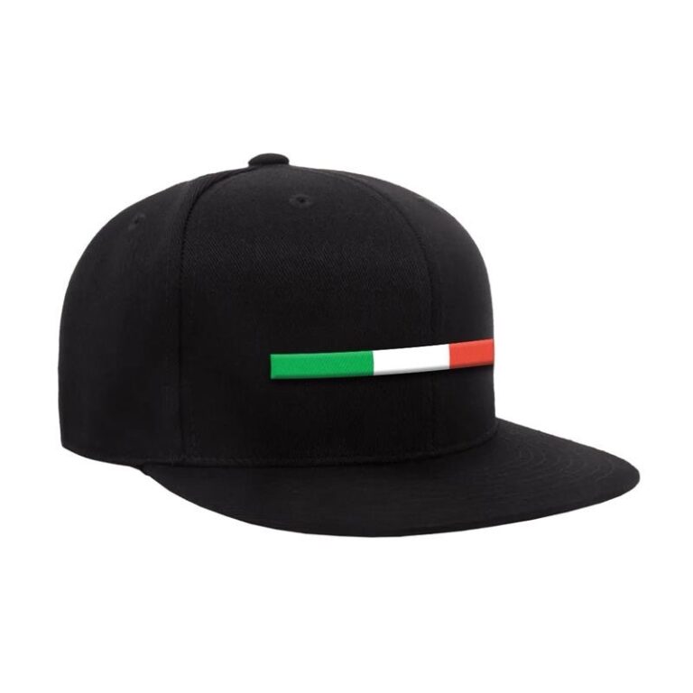 Black baseball cap with Italian flag stripe detail