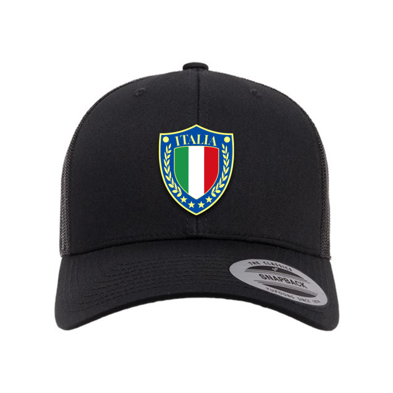 Black trucker cap with Italia national crest and flag