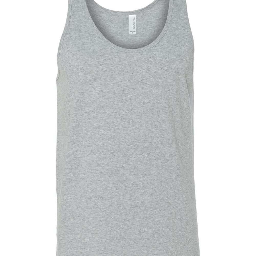 Grey sleeveless tank top with white tag