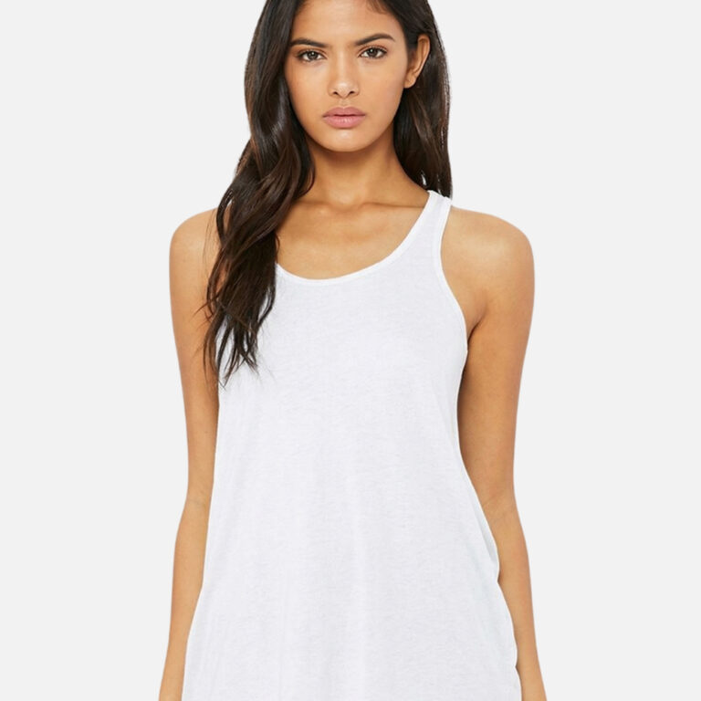 Woman wearing a white tank top and blue jeans