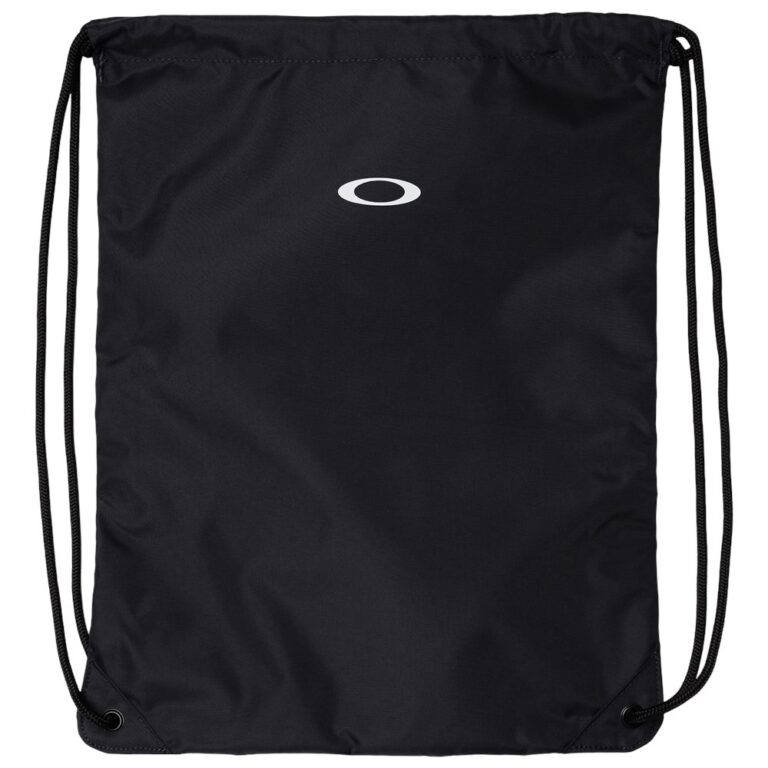 black Oakley drawstring bag with white logo