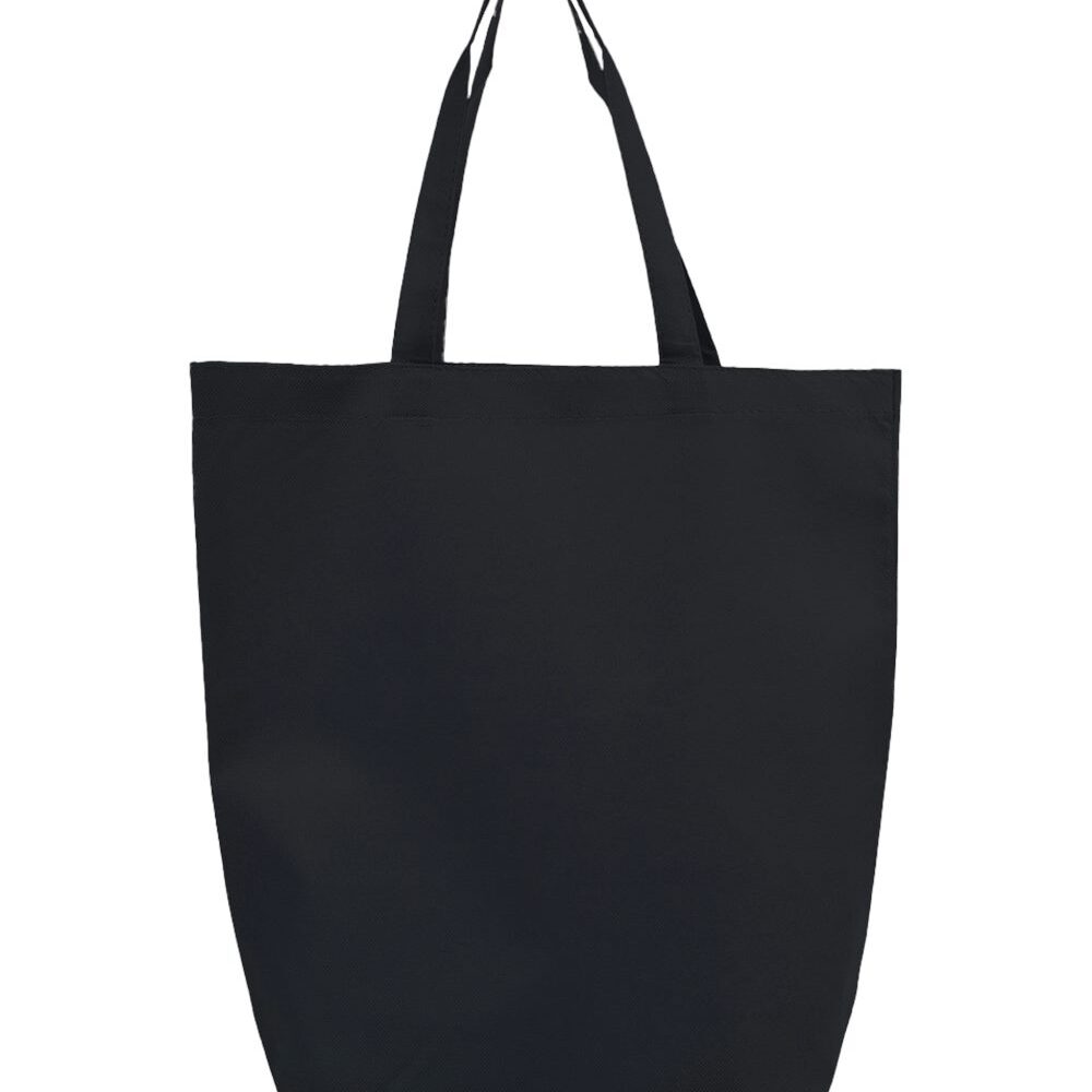 Black canvas tote bag with sturdy handles