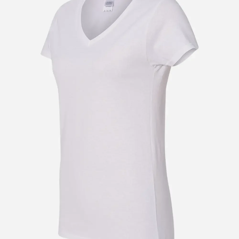 White women's v-neck t-shirt, short sleeve, basic staple