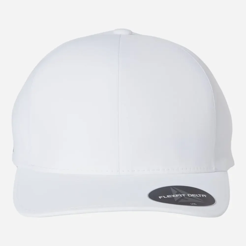 Plain white Flexfit Delta cap