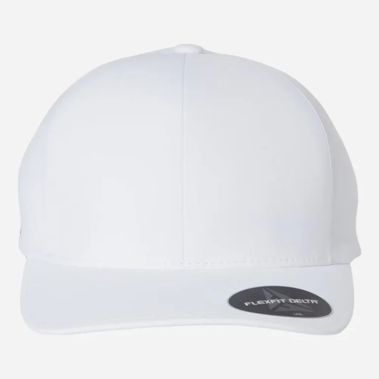 Plain white Flexfit Delta cap