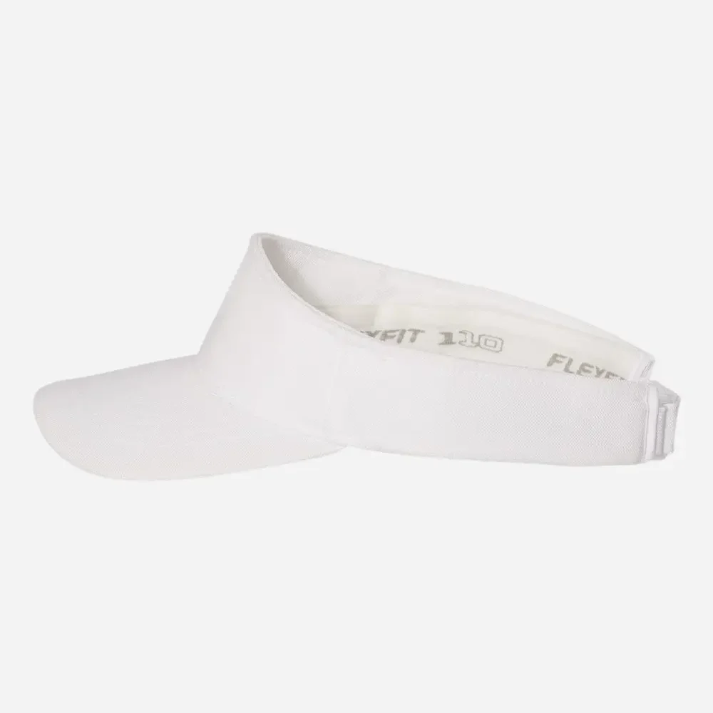 White tennis visor with FLEYE 110 FIT branding