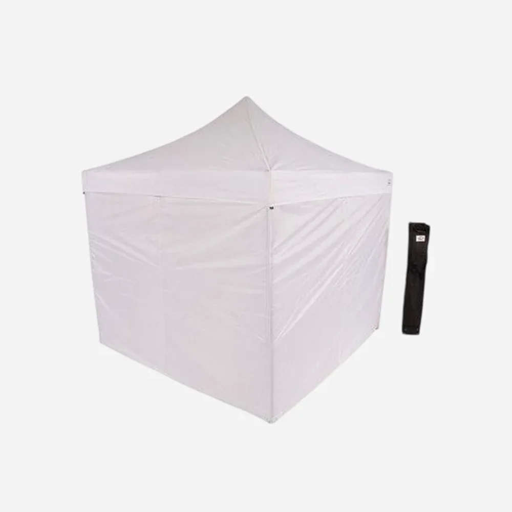 White pop-up canopy tent with carrying bag