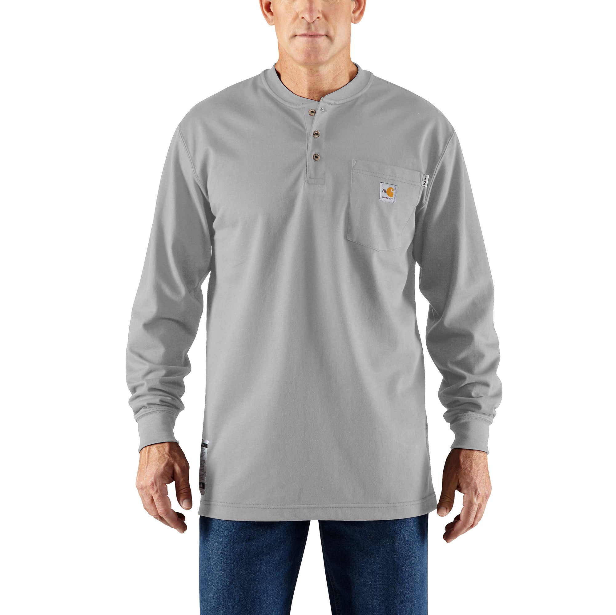 Carhartt FR Force Cotton Long-Sleeve Henley – 100237 – Light Grey