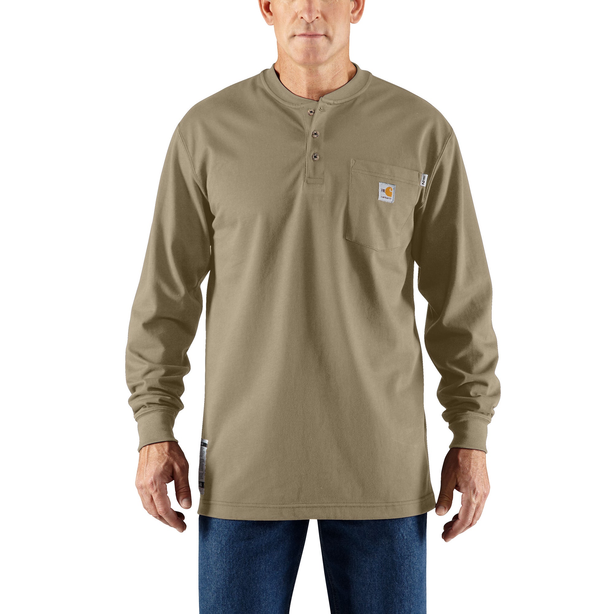 Carhartt FR Force Cotton Long-Sleeve Henley – 100237 – Khaki