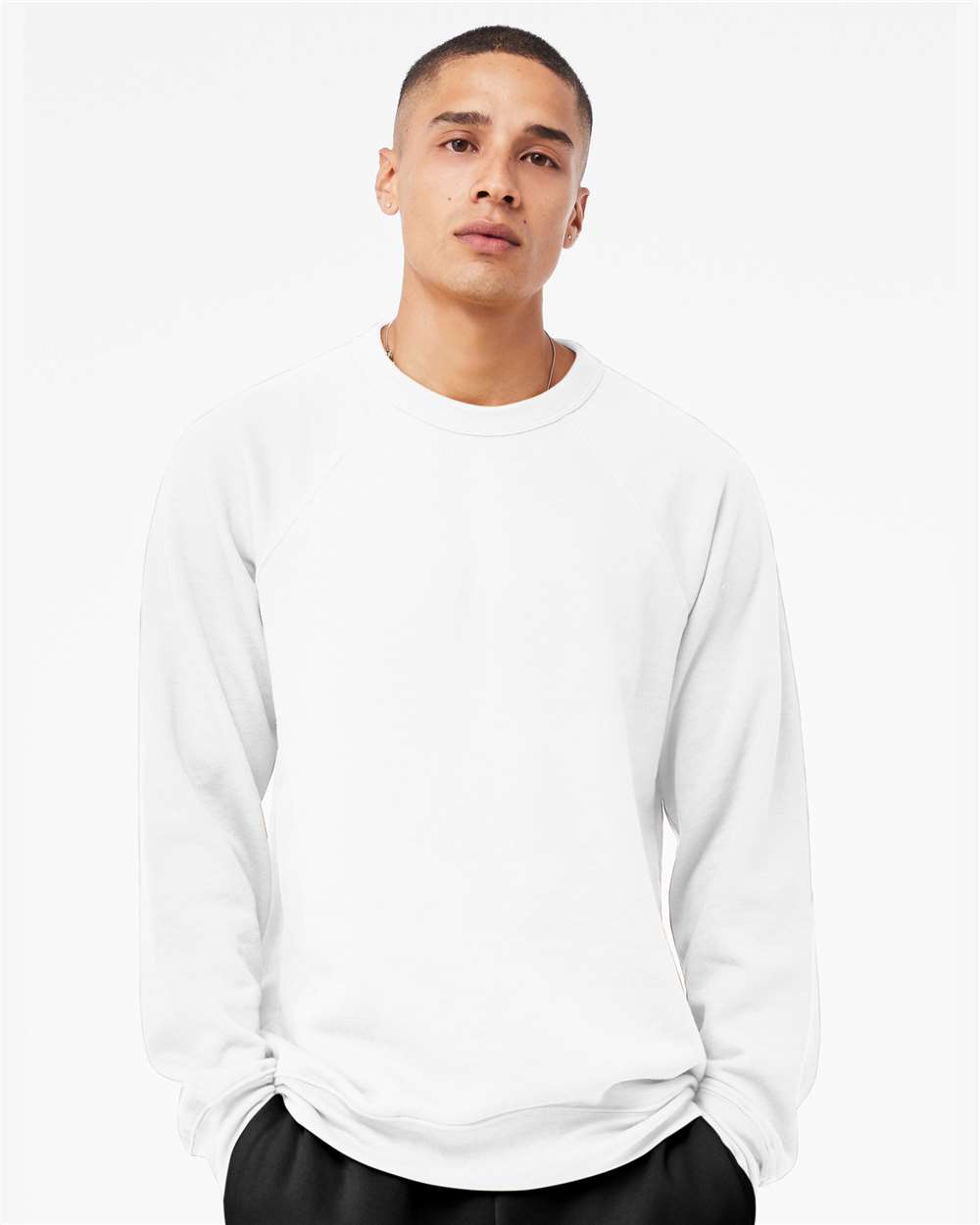 Unisex Sponge Fleece Raglan Crewneck Sweatshirt – 3901 – White