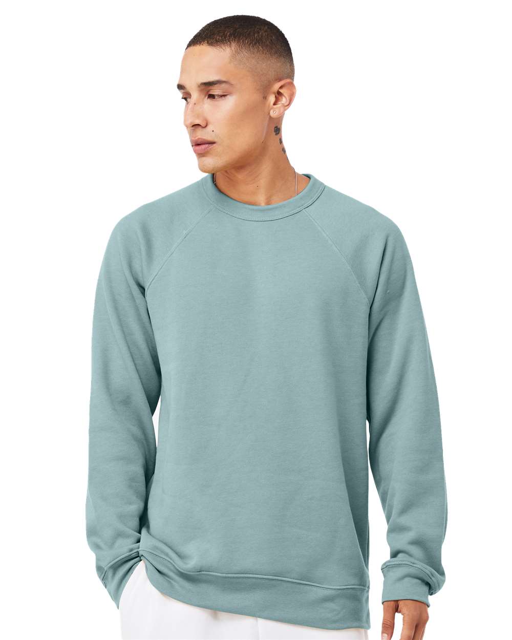 Unisex Sponge Fleece Raglan Crewneck Sweatshirt – 3901 – Heather Blue Lagoon