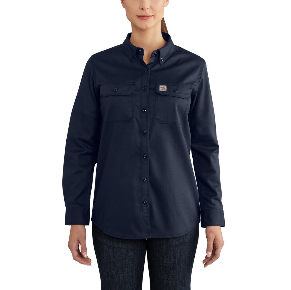 Carhartt Women's Flame Resistant Relaxed Fit Rugged Flex Twill Shirt – 102459 – Navy
