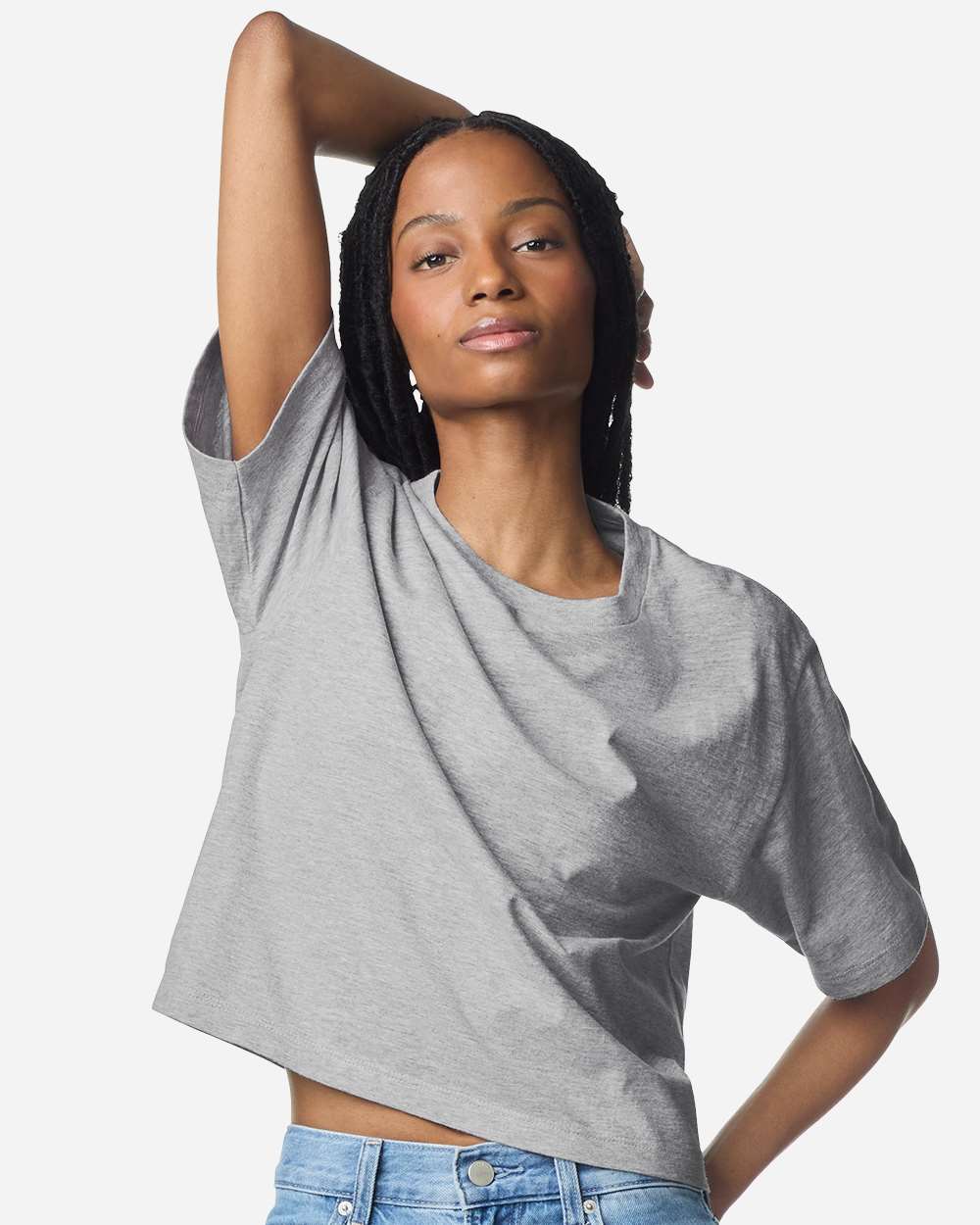 Women's Fine Jersey Mid-Length Boxy Tee – 102 – Heather Grey