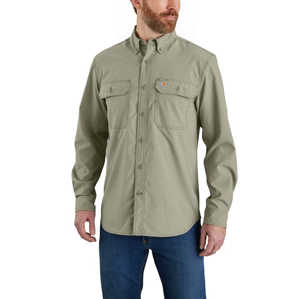Carhartt Force Relaxed Fit Lightweight Long-Sleeve Button Down Shirt – 105291 – Burnt Olive