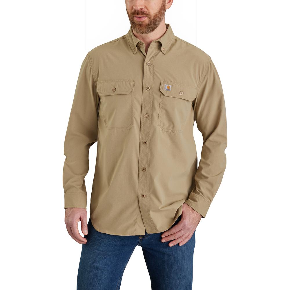 Carhartt Force Relaxed Fit Lightweight Long-Sleeve Button Down Shirt – 105291 – Dark Khaki