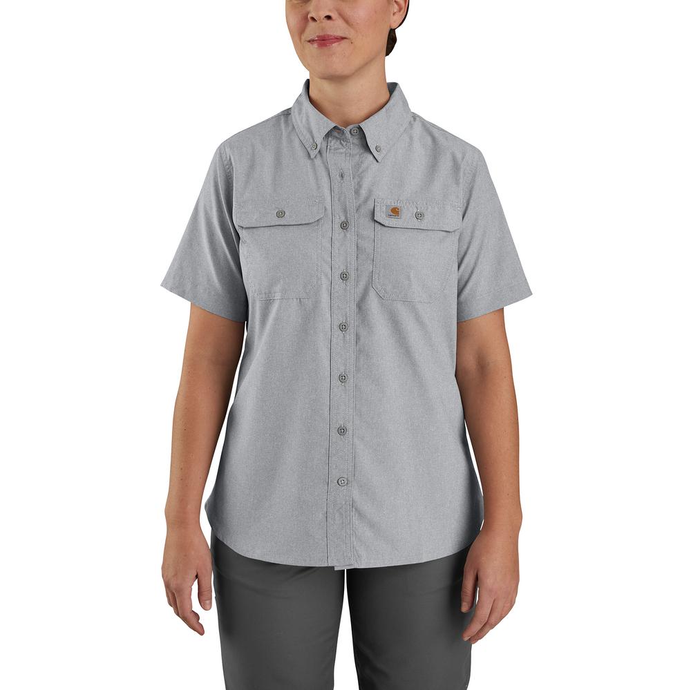 Carhartt Women's Force Relaxed Fit Lightweight Short-Sleeve Button Down Shirt – 105537 – Steel