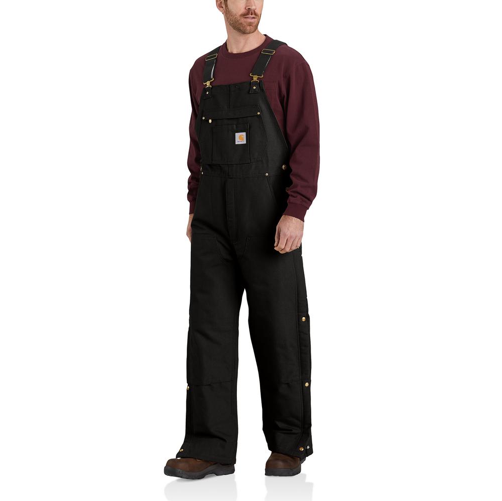 Carhartt Men's Loose Fit Firm Duck Insulated Bib Overall – 106672 – Black
