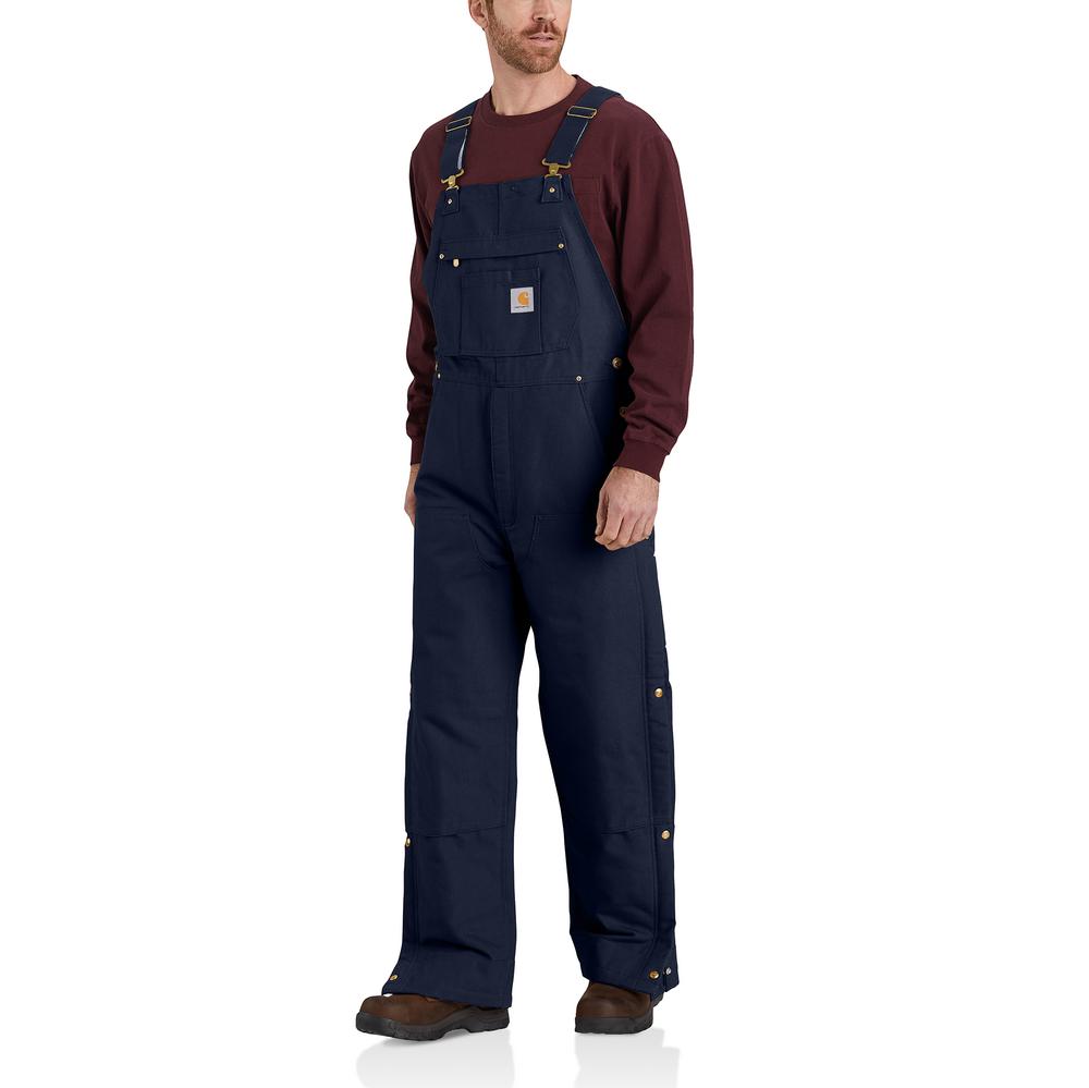 Carhartt Men's Loose Fit Firm Duck Insulated Bib Overall – 106672 – Navy