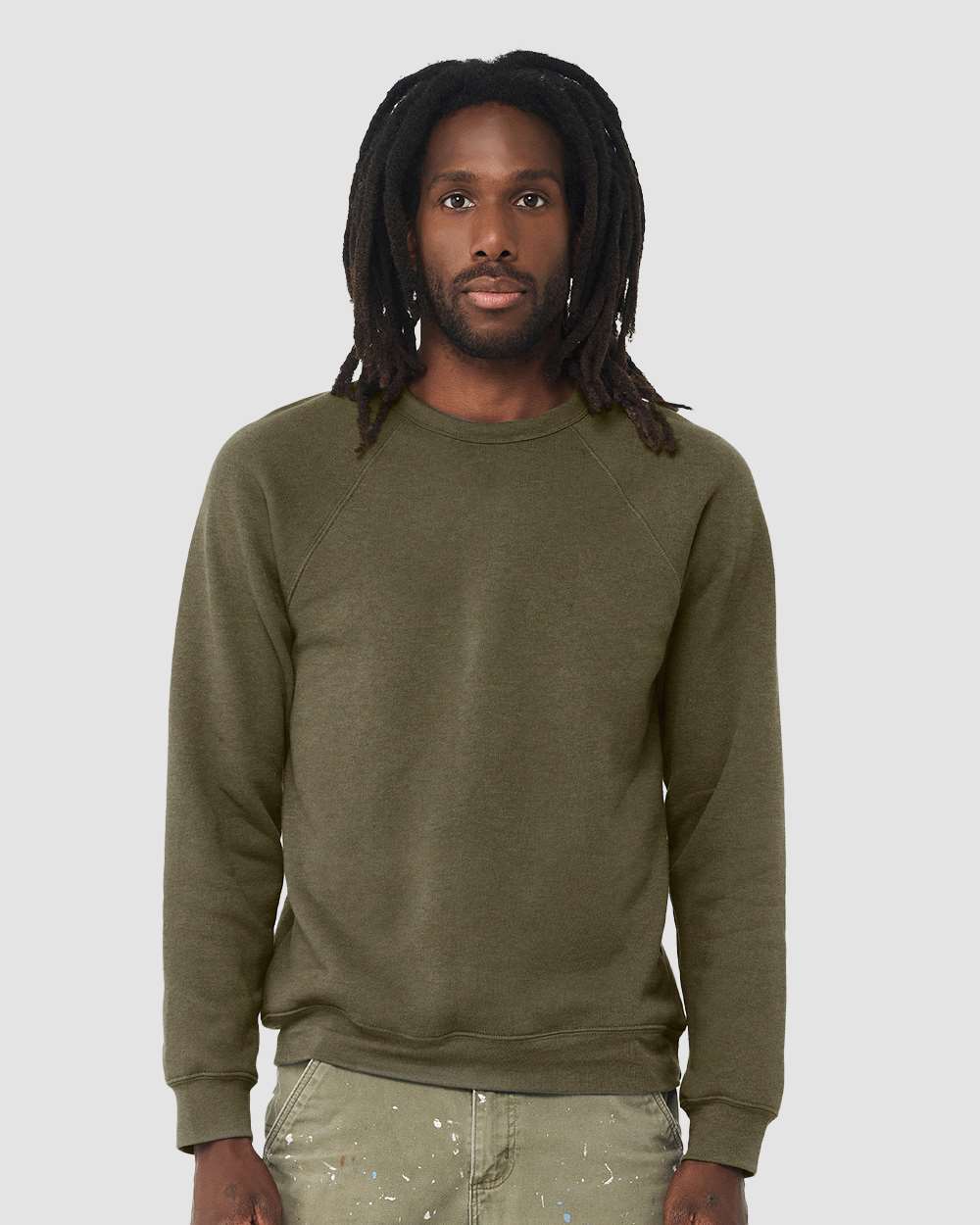 Unisex Sponge Fleece Raglan Crewneck Sweatshirt – 3901 – Heather Olive