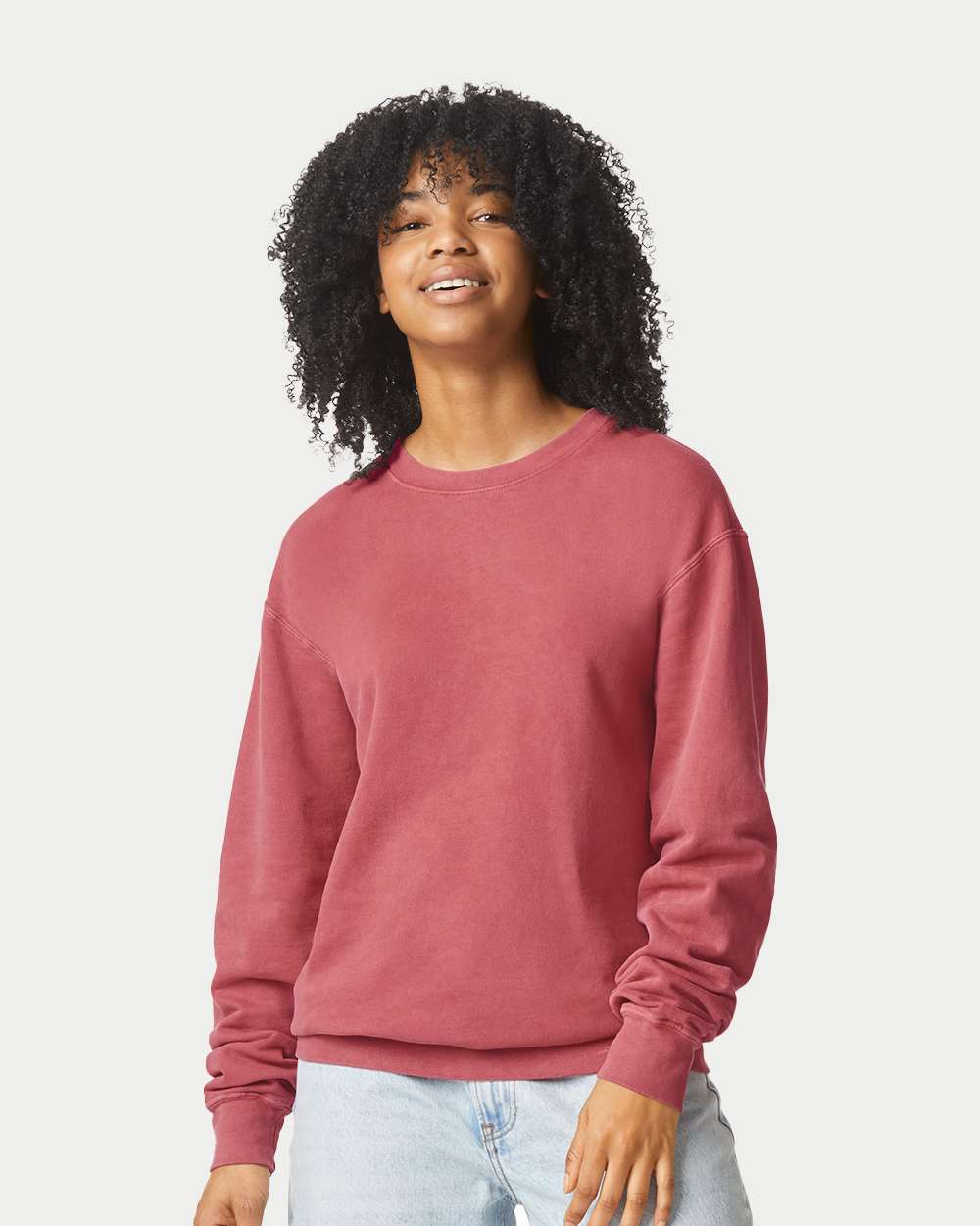Unisex Garment-Dyed Lightweight Crewneck Sweatshirt – 1466 – Crimson