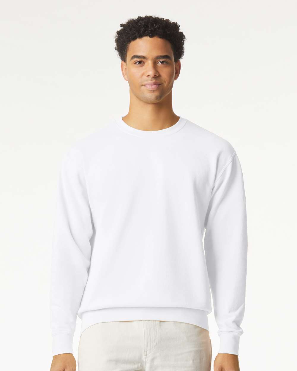 Unisex Garment-Dyed Lightweight Crewneck Sweatshirt – 1466 – White