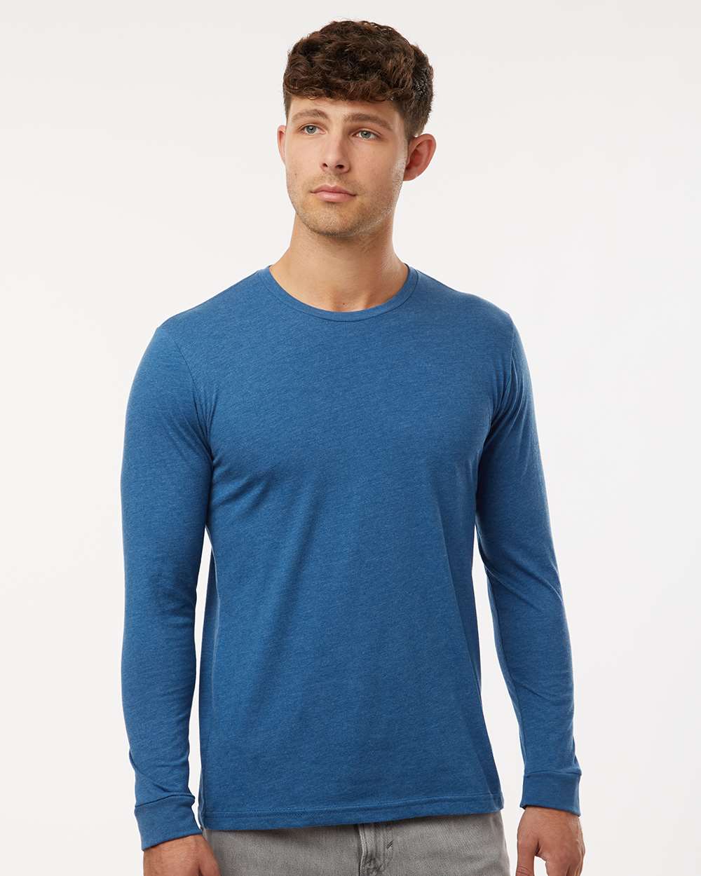Unisex CVC Long Sleeve Tee – 6211 – Heather Cool Blue