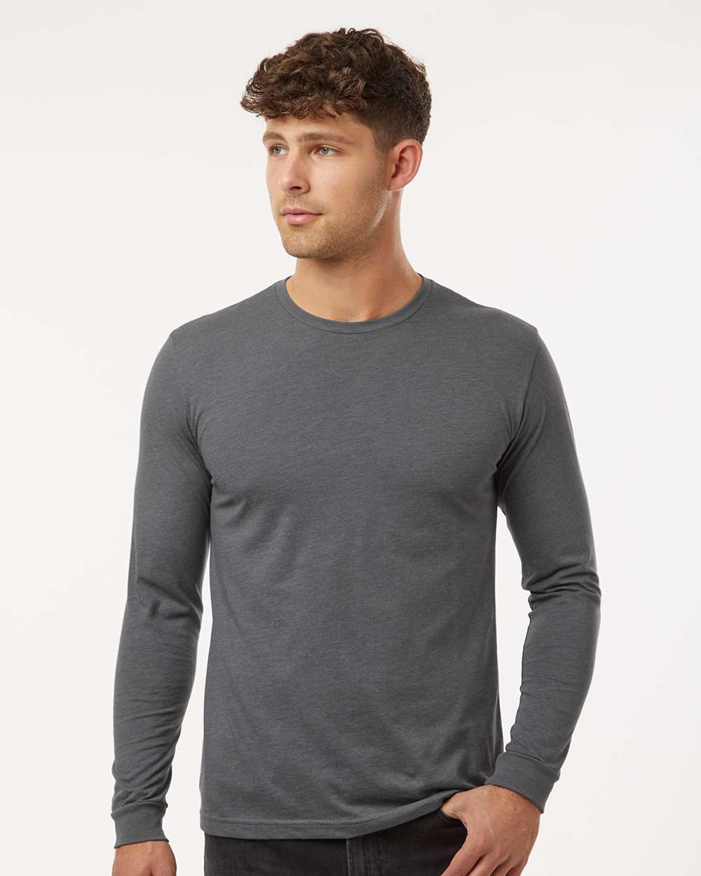Unisex CVC Long Sleeve Tee – 6211 – Heather Heavy Metal