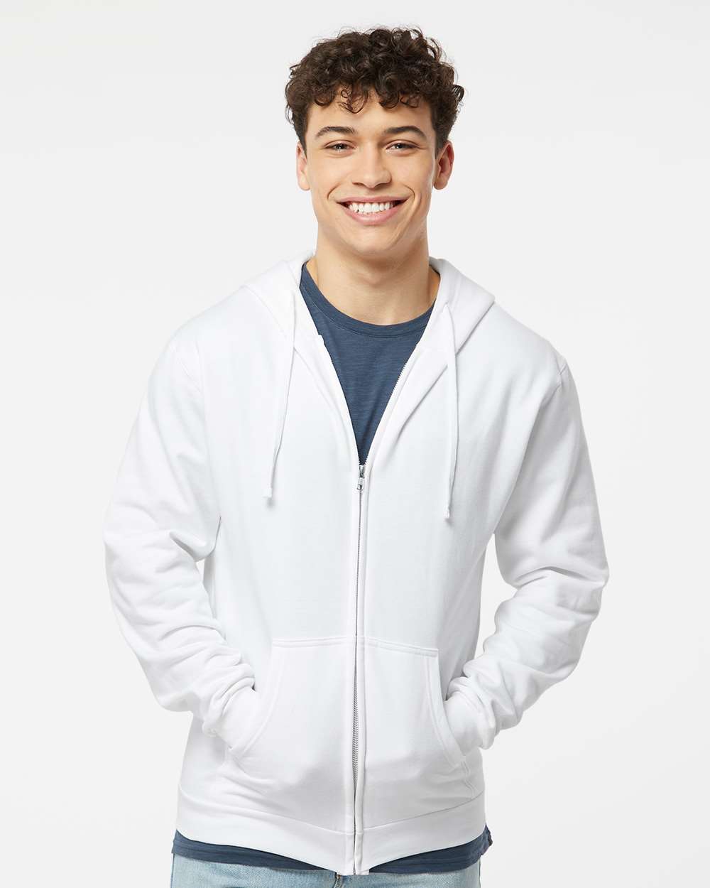 Unisex Zipper Fleece Hoodie – 3331 – White