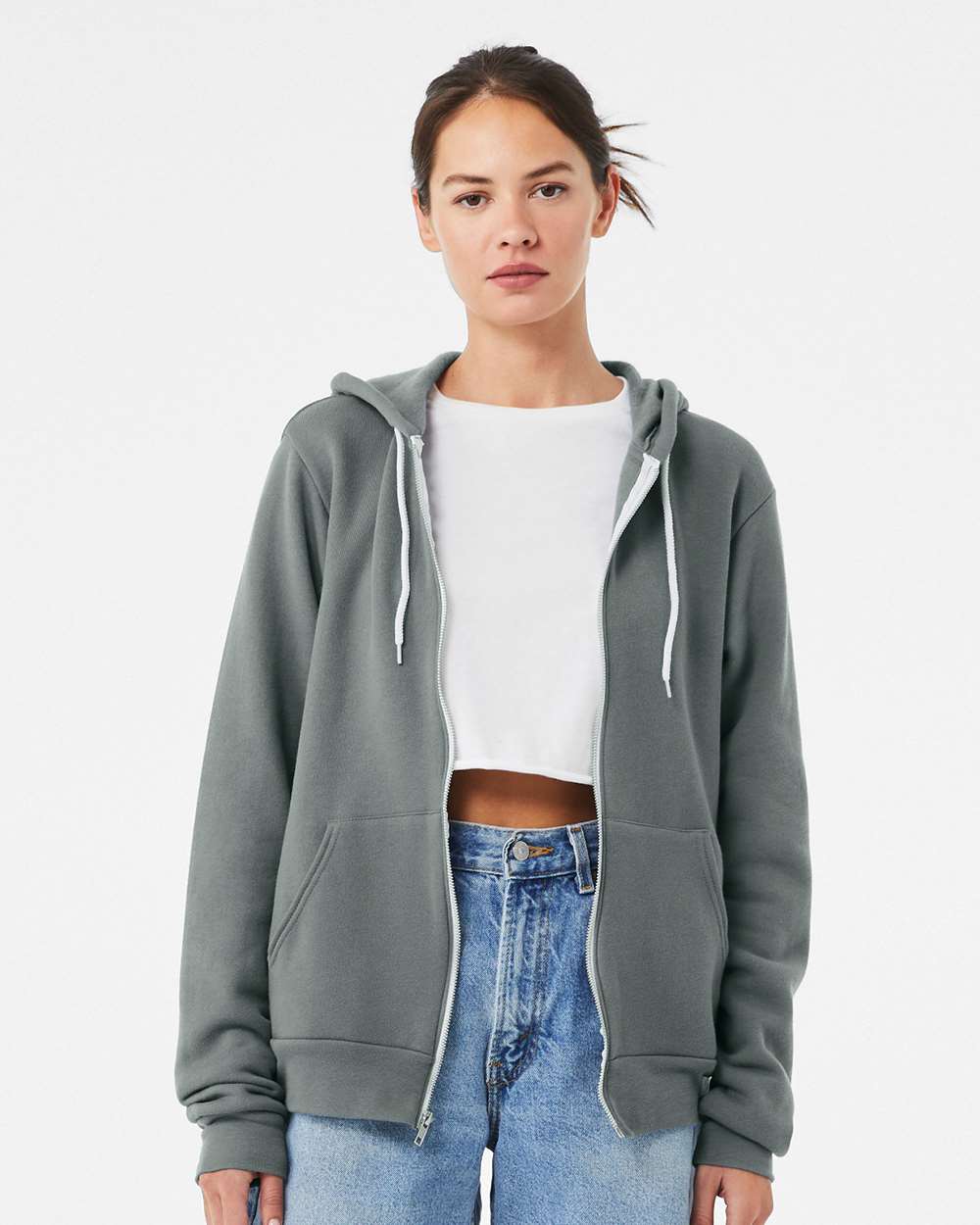 Unisex Sponge Fleece Full-Zip Hoodie Sweatshirt – 3739 – Blue Storm