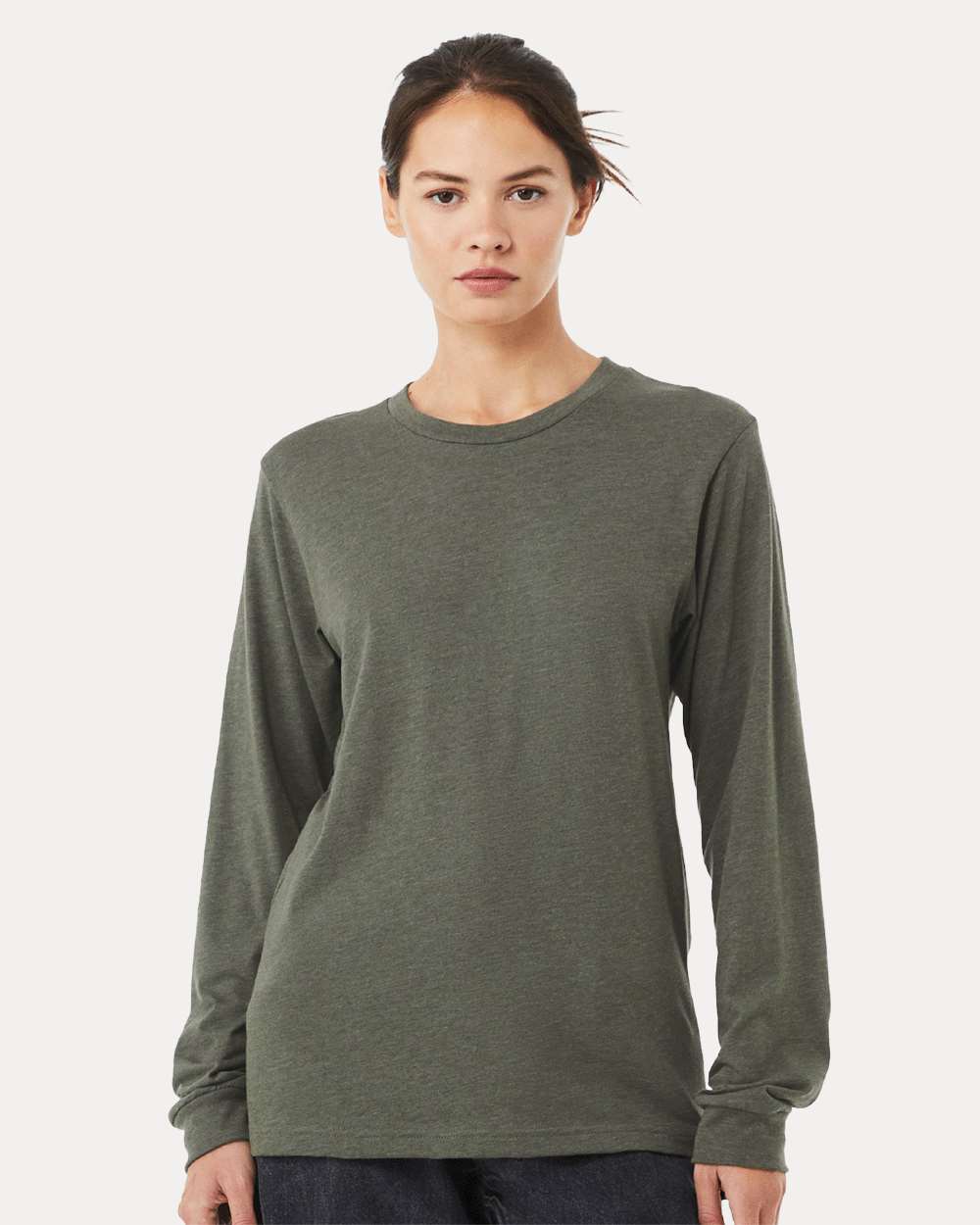 Heather CVC Long Sleeve Tee – 3501CVC – Heather Military Green