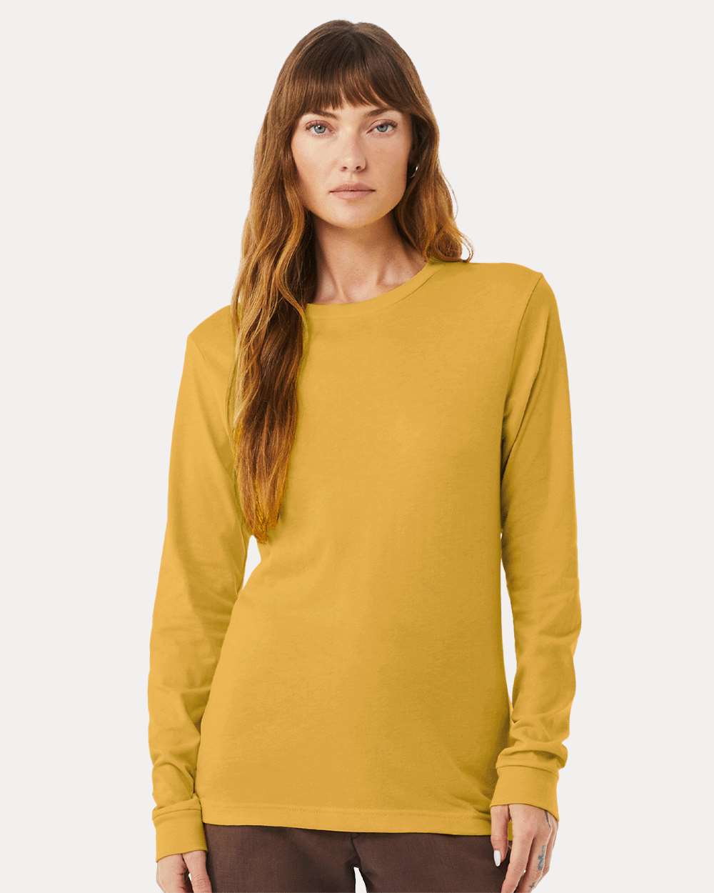 Heather CVC Long Sleeve Tee – 3501CVC – Heather Mustard