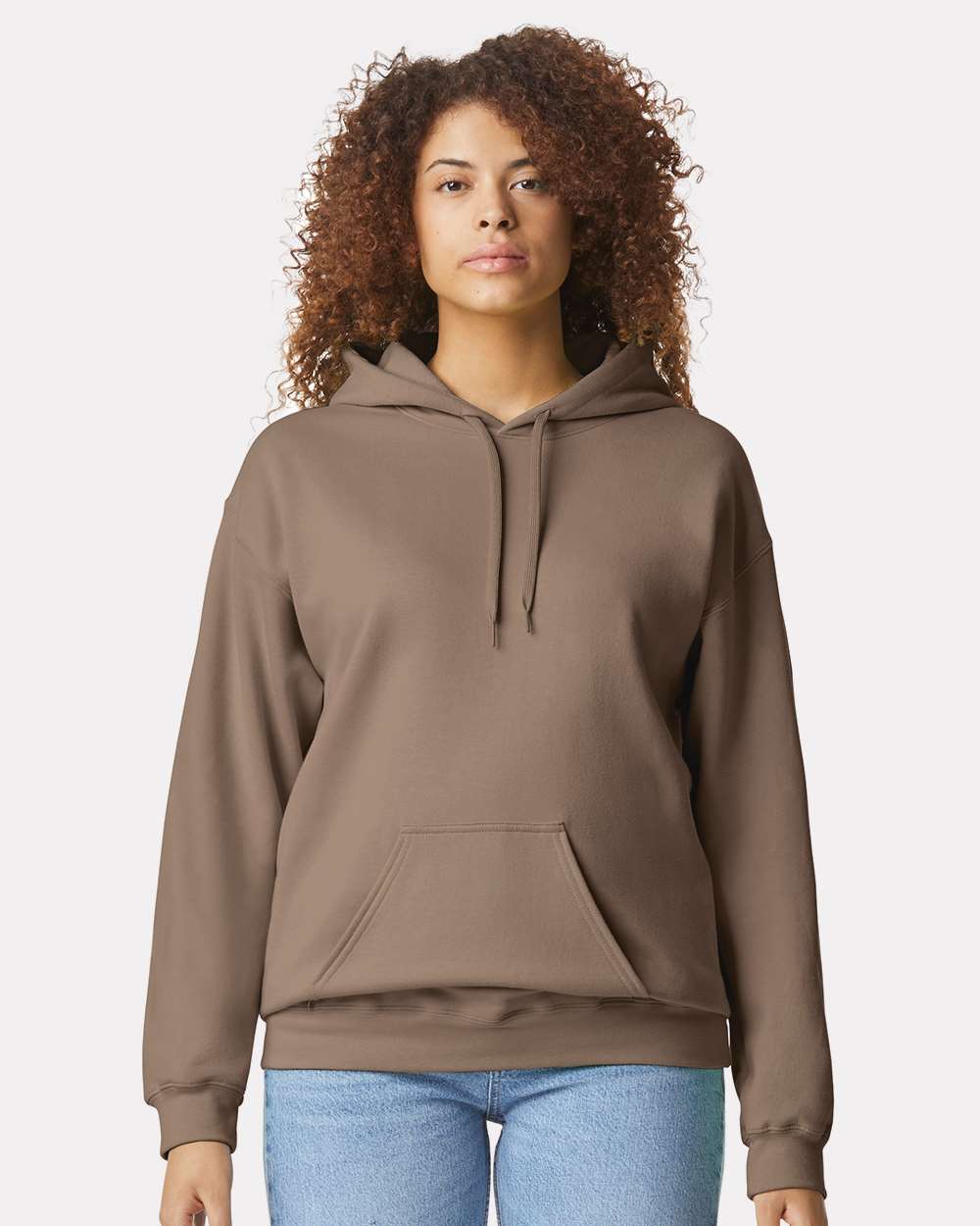 Unisex Softstyle® Midweight Hooded Sweatshirt – SF500 – Brown Savana