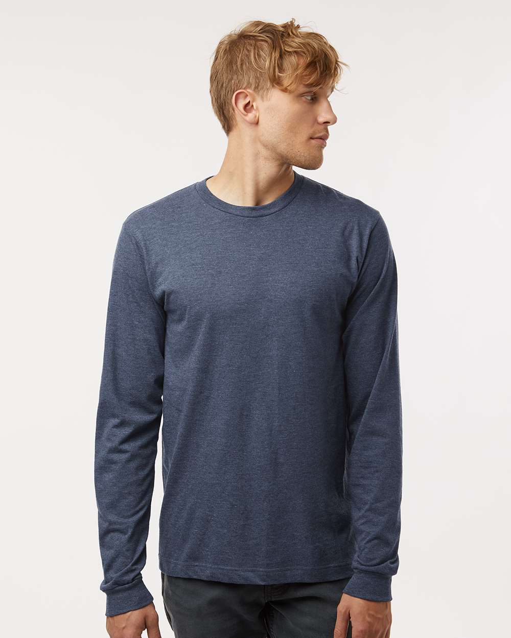 Fine Jersey Long Sleeve T-Shirt – 4501 – Heather Navy