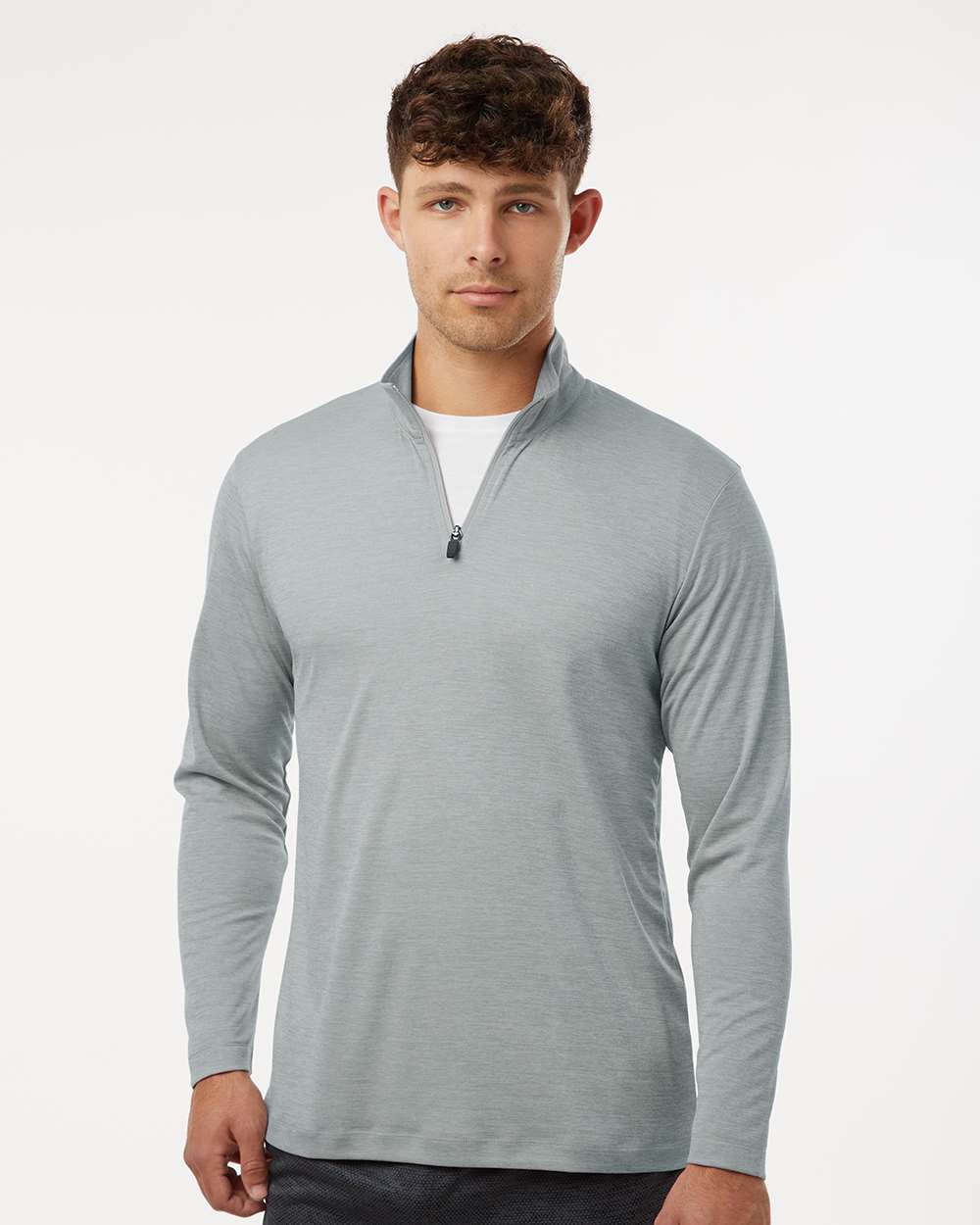 Men's Pro-Lock Performance Mélange Quarter-Zip Pullover – 4HM700 – Silver Melange