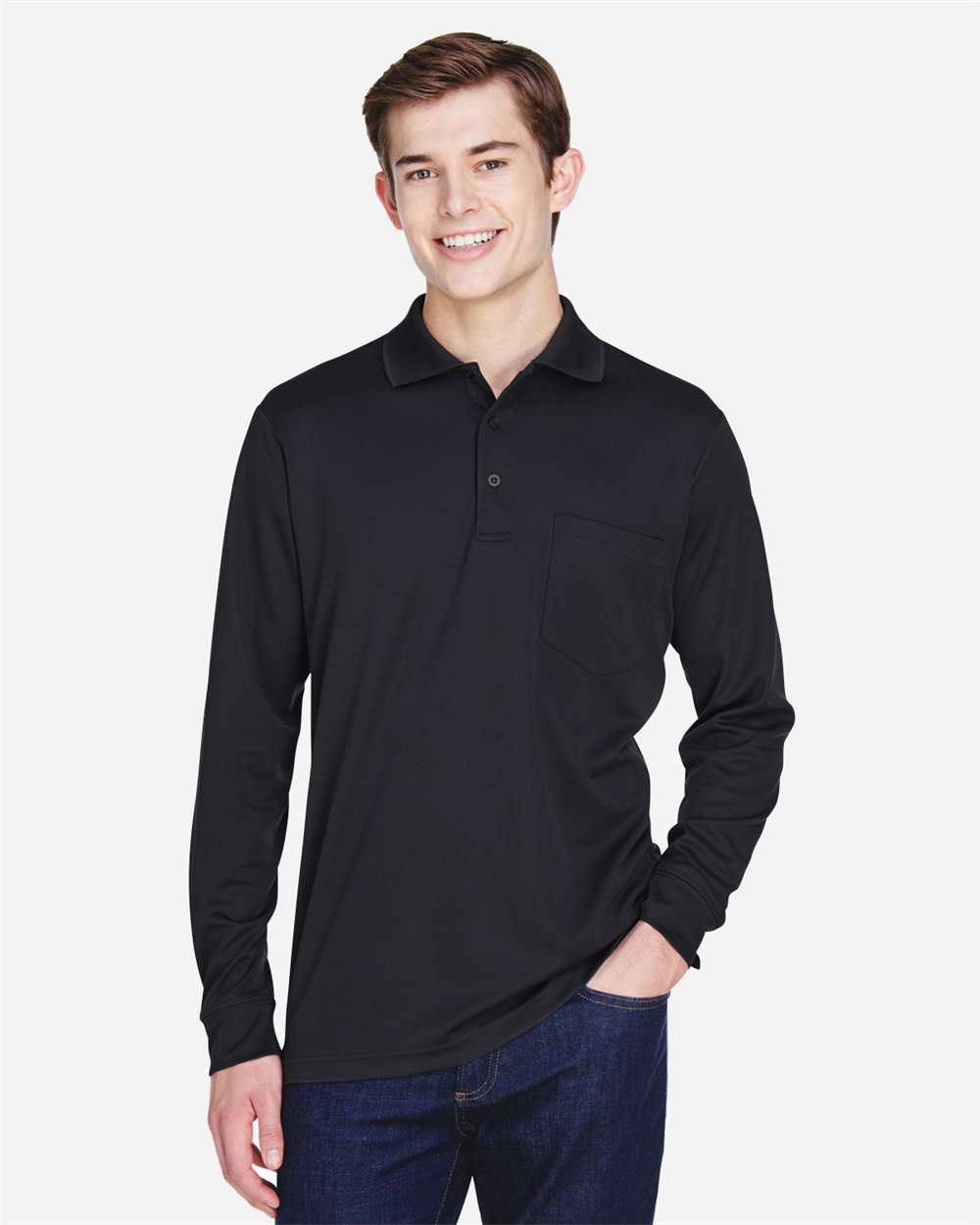 Men's Pinnacle Performance Long Sleeve Piqué Polo with Pocket – 88192P