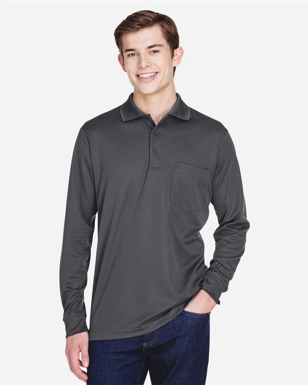 Men's Pinnacle Performance Long Sleeve Piqué Polo with Pocket – 88192P