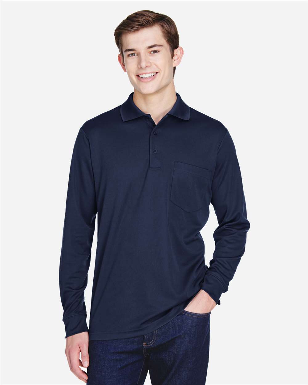 Men's Pinnacle Performance Long Sleeve Piqué Polo with Pocket – 88192P