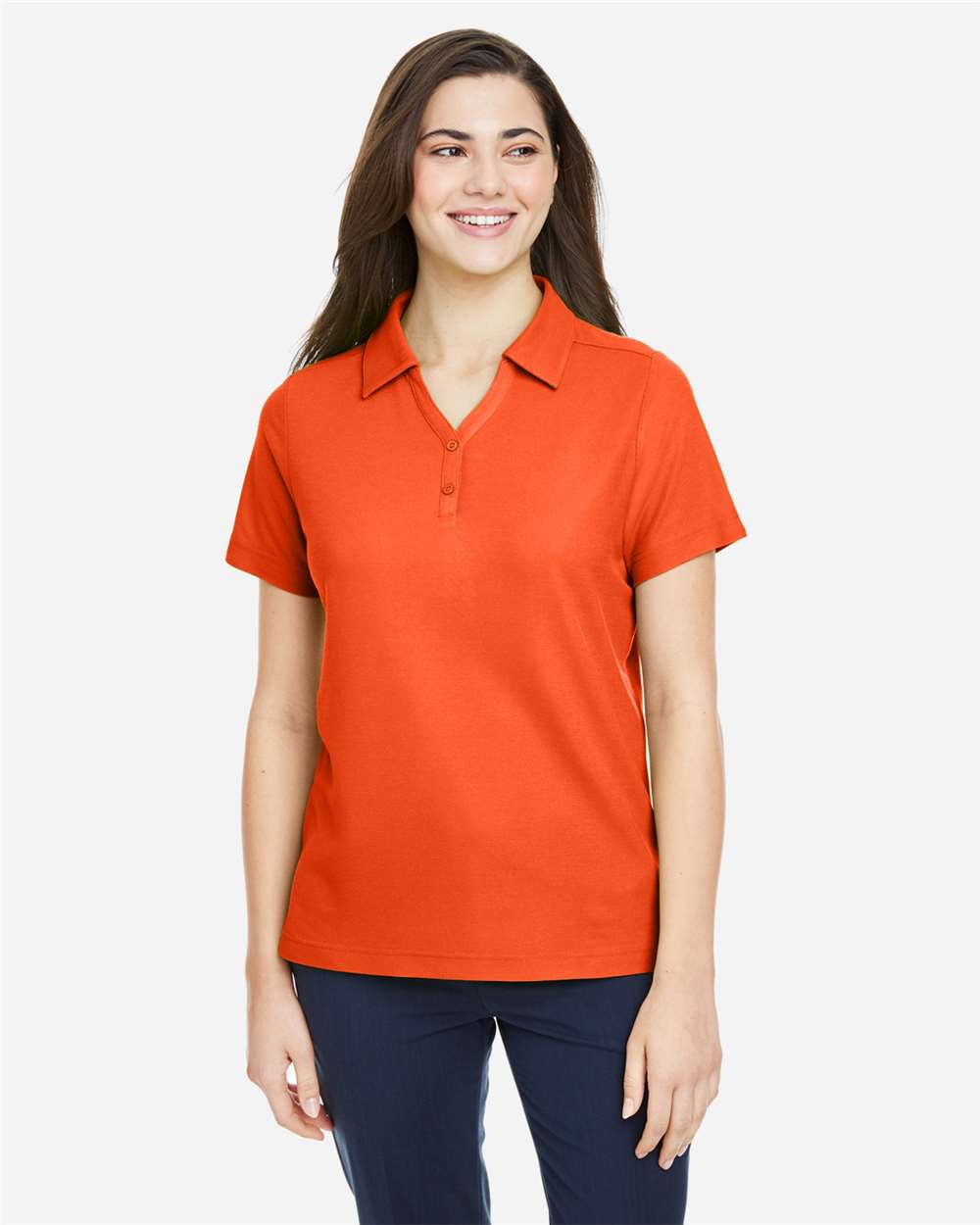 Women's Fusion ChromaSoft™ Pique Polo – CE112W – Campus Orange