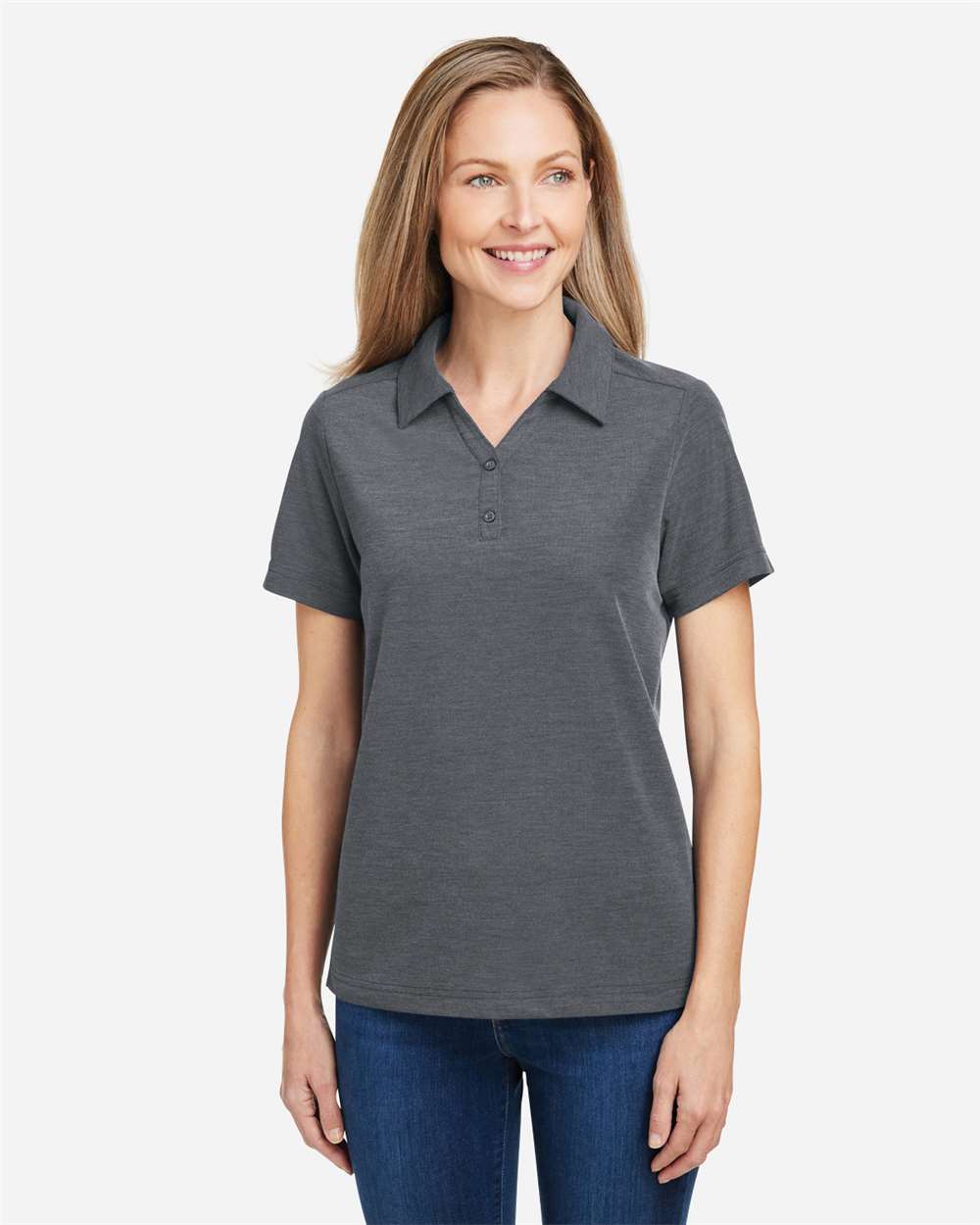Women's Fusion ChromaSoft™ Pique Polo – CE112W – Carbon Heather